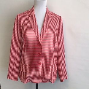 Talbots Woman Petite Red & White Unlined Blazer